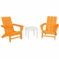Polywood Modern Tangerine / White 3-Piece Adirondack Chair Set with Newport Table 633PWS502452